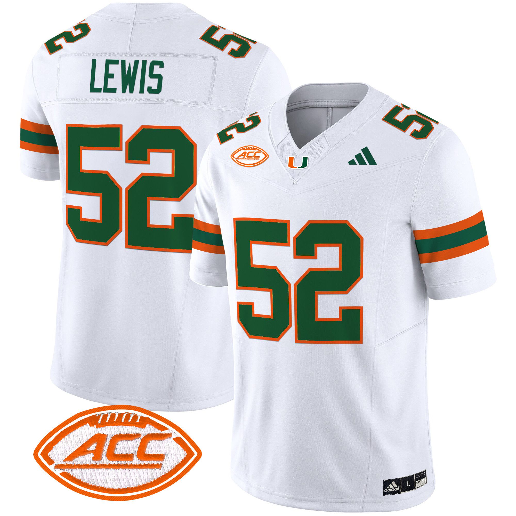 Men Miami Hurricanes #52 Lewis White 2024 Vapor Limited NCAA Jersey->ncaa teams->NCAA Jersey